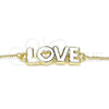 Collares con Dije 04.63.1383.20 Oro Laminado, Diseño de Con Nombre y Amor, Esmaltado Blanco, Tono Dorado (01 MM Thickness, 20 Inches Length)