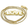 Collares con Dije 04.63.1383.20 Oro Laminado, Diseño de Con Nombre y Amor, Esmaltado Blanco, Tono Dorado (01 MM Thickness, 20 Inches Length)