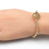 Pulsera Elegante 03.299.0011.12 Oro Laminado, Diseño de Ãrbol y Bola, con Blanca Zirconia Cubica, Pulido, Tono Dorado (04 MM Thickness, 12 Inches Length)