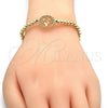 Pulsera Elegante 03.299.0011.12 Oro Laminado, Diseño de Ãrbol y Bola, con Blanca Zirconia Cubica, Pulido, Tono Dorado (04 MM Thickness, 12 Inches Length)