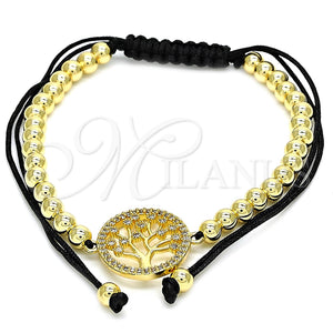 Pulsera Elegante 03.299.0011.12 Oro Laminado, Diseño de Ãrbol y Bola, con Blanca Zirconia Cubica, Pulido, Tono Dorado (04 MM Thickness, 12 Inches Length)
