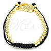 Pulsera Bolo Ajustable 03.299.0016.11 Oro Laminado, Diseño de Corazón y Bola, con Blanca Micro Pave, Pulido, Tono Dorado (04 MM Thickness, 11 Inches Length)