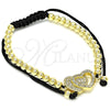 Pulsera Bolo Ajustable 03.299.0016.11 Oro Laminado, Diseño de Corazón y Bola, con Blanca Micro Pave, Pulido, Tono Dorado (04 MM Thickness, 11 Inches Length)