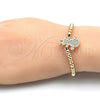 Pulsera Elegante 03.299.0018.11 Oro Laminado, Diseño de Niñita Pequeña y Bola, con Blanca Micro Pave, Pulido, Tono Dorado (04 MM Thickness, 11 Inches Length)