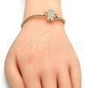 Pulsera Elegante 03.299.0018.11 Oro Laminado, Diseño de Niñita Pequeña y Bola, con Blanca Micro Pave, Pulido, Tono Dorado (04 MM Thickness, 11 Inches Length)