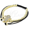 Pulsera Elegante 03.299.0018.11 Oro Laminado, Diseño de Niñita Pequeña y Bola, con Blanca Micro Pave, Pulido, Tono Dorado (04 MM Thickness, 11 Inches Length)
