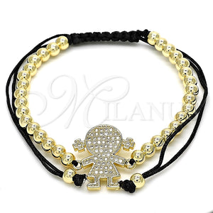 Pulsera Elegante 03.299.0018.11 Oro Laminado, Diseño de Niñita Pequeña y Bola, con Blanca Micro Pave, Pulido, Tono Dorado (04 MM Thickness, 11 Inches Length)
