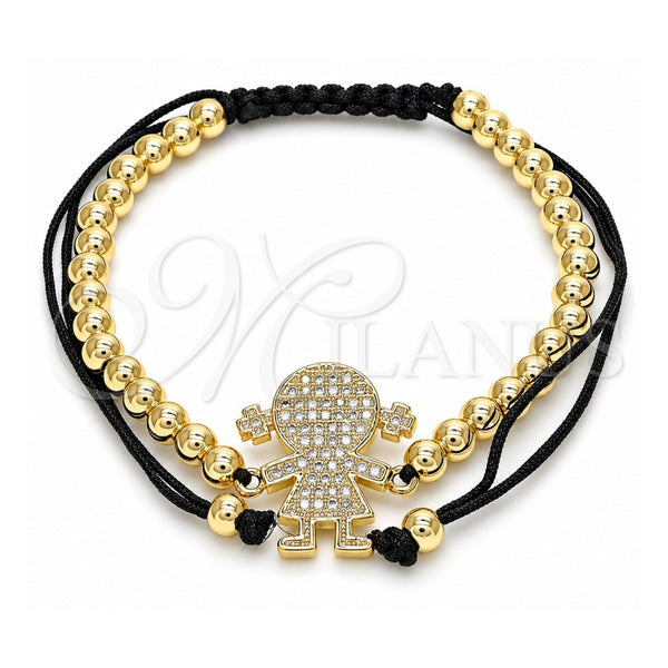 Pulsera Elegante 03.299.0018.11 Oro Laminado, Diseño de Niñita Pequeña y Bola, con Blanca Micro Pave, Pulido, Tono Dorado (04 MM Thickness, 11 Inches Length)