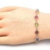 Pulsera Elegante 03.326.0001.07 Oro Laminado, con Multicolor Cristal, Pulido, Tono Dorado (07 MM Thickness, 7 Inches Length)