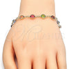Pulsera Elegante 03.326.0001.07 Oro Laminado, con Multicolor Cristal, Pulido, Tono Dorado (07 MM Thickness, 7 Inches Length)