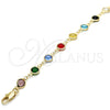 Pulsera Elegante 03.326.0001.07 Oro Laminado, con Multicolor Cristal, Pulido, Tono Dorado (07 MM Thickness, 7 Inches Length)