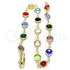 Pulsera Elegante 03.326.0001.07 Oro Laminado, con Multicolor Cristal, Pulido, Tono Dorado (07 MM Thickness, 7 Inches Length)