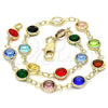 Pulsera Elegante 03.326.0001.07 Oro Laminado, con Multicolor Cristal, Pulido, Tono Dorado (07 MM Thickness, 7 Inches Length)