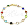 Pulsera Elegante 03.326.0001.07 Oro Laminado, con Multicolor Cristal, Pulido, Tono Dorado (07 MM Thickness, 7 Inches Length)