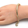 Pulsera de Dije 03.63.1866.08 Oro Laminado, Diseño de Hueco, Diamantado, Tono Dorado (05 MM Thickness, 8 Inches Length)
