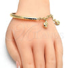 Pulsera de Dije 03.63.1866.08 Oro Laminado, Diseño de Hueco, Diamantado, Tono Dorado (05 MM Thickness, 8 Inches Length)