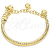 Pulsera de Dije 03.63.1866.08 Oro Laminado, Diseño de Hueco, Diamantado, Tono Dorado (05 MM Thickness, 8 Inches Length)