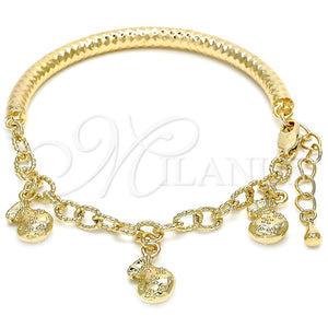 Pulsera de Dije 03.63.1866.08 Oro Laminado, Diseño de Hueco, Diamantado, Tono Dorado (05 MM Thickness, 8 Inches Length)