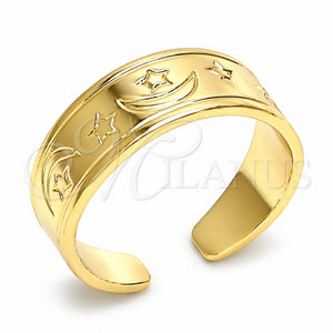 Anillo del Pie 01.117.0004 Oro Laminado, Diseño de Luna y Estrella, Pulido, Tono Dorado (Talla Unica)
