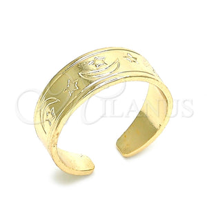 Anillo del Pie 01.117.0004 Oro Laminado, Diseño de Luna y Estrella, Pulido, Tono Dorado (One size fits all)