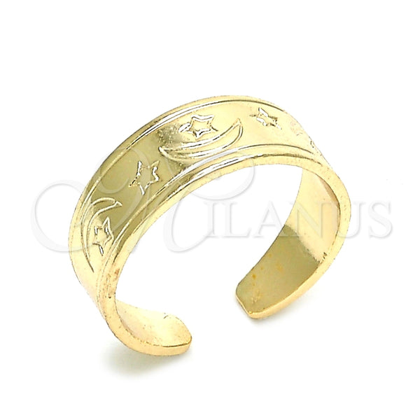 Anillo del Pie 01.117.0004 Oro Laminado, Diseño de Luna y Estrella, Pulido, Tono Dorado (One size fits all)