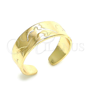Anillo del Pie 01.117.0005 Oro Laminado, Diseño de Delfín, Pulido, Tono Dorado (One size fits all)