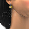 Arete Colgante 02.182.0019 Rodio Laminado, Diseño de Flor, con Swarovski Elements Aurore Boreale, Pulido, Rodinado