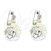 Arete Colgante 02.182.0019 Rodio Laminado, Diseño de Flor, con Swarovski Elements Aurore Boreale, Pulido, Rodinado