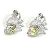 Arete Gancho Frances 02.26.0259 Rodio Laminado, con Swarovski Elements Vitrail Light y Zirconia Cubica Blanca, Pulido, Rodinado