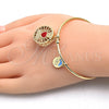 Aro Individual 07.106.0001 Oro Laminado, Diseño de Corazón y Delfín, con Blanca Zirconia Cubica, Esmaltado Rojo, Tono Dorado (02 MM Thickness, One size fits all)