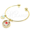 Aro Individual 07.106.0001 Oro Laminado, Diseño de Corazón y Delfín, con Blanca Zirconia Cubica, Esmaltado Rojo, Tono Dorado (02 MM Thickness, One size fits all)