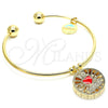 Aro Individual 07.106.0001 Oro Laminado, Diseño de Corazón y Delfín, con Blanca Zirconia Cubica, Esmaltado Rojo, Tono Dorado (02 MM Thickness, One size fits all)