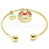 Aro Individual 07.106.0001 Oro Laminado, Diseño de Corazón y Delfín, con Blanca Zirconia Cubica, Esmaltado Rojo, Tono Dorado (02 MM Thickness, One size fits all)