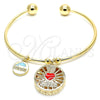 Aro Individual 07.106.0001 Oro Laminado, Diseño de Corazón y Delfín, con Blanca Zirconia Cubica, Esmaltado Rojo, Tono Dorado (02 MM Thickness, One size fits all)