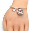 Aro Individual 07.106.0001.1 Rodio Laminado, Diseño de Corazón y Delfín, con Zirconia Cubica Blanca, Esmaltado Rojo, Rodinado (Grosor 02 MM, Talla Unica)