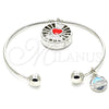 Aro Individual 07.106.0001.1 Rodio Laminado, Diseño de Corazón y Delfín, con Zirconia Cubica Blanca, Esmaltado Rojo, Rodinado (Grosor 02 MM, Talla Unica)