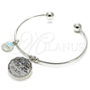 Aro Individual 07.106.0002.1 Rodio Laminado, Diseño de Ãrbol y Delfín, con Zirconia Cubica Blanca, Diamantado, Rodinado (Grosor 02 MM, Talla Unica)