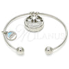 Aro Individual 07.106.0002.1 Rodio Laminado, Diseño de Ãrbol y Delfín, con Zirconia Cubica Blanca, Diamantado, Rodinado (Grosor 02 MM, Talla Unica)