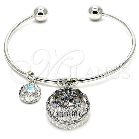 Aro Individual 07.106.0002.1 Rodio Laminado, Diseño de Ãrbol y Delfín, con Zirconia Cubica Blanca, Diamantado, Rodinado (Grosor 02 MM, Talla Unica)