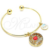Aro Individual 07.106.0003 Oro Laminado, Diseño de Corazón y Delfín, con Blanca Zirconia Cubica, Esmaltado Rojo, Tono Dorado (02 MM Thickness, One size fits all)