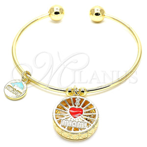 Aro Individual 07.106.0003 Oro Laminado, Diseño de Corazón y Delfín, con Blanca Zirconia Cubica, Esmaltado Rojo, Tono Dorado (02 MM Thickness, One size fits all)