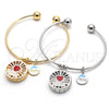 Aro Individual 07.106.0003 Oro Laminado, Diseño de Corazón y Delfín, con Blanca Zirconia Cubica, Esmaltado Rojo, Tono Dorado (02 MM Thickness, One size fits all)