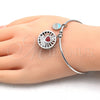 Aro Individual 07.106.0003.1 Rodio Laminado, Diseño de Corazón y Delfín, con Zirconia Cubica Blanca, Esmaltado Rojo, Rodinado (Grosor 02 MM, Talla Unica)