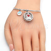 Aro Individual 07.106.0003.1 Rodio Laminado, Diseño de Corazón y Delfín, con Zirconia Cubica Blanca, Esmaltado Rojo, Rodinado (Grosor 02 MM, Talla Unica)
