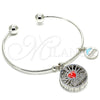 Aro Individual 07.106.0003.1 Rodio Laminado, Diseño de Corazón y Delfín, con Zirconia Cubica Blanca, Esmaltado Rojo, Rodinado (Grosor 02 MM, Talla Unica)