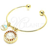 Aro Individual 07.106.0004 Oro Laminado, Diseño de Elefante y Delfín, con Blanca Zirconia Cubica, Diamantado, Tono Dorado (02 MM Thickness, One size fits all)