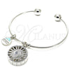 Aro Individual 07.106.0004.1 Rodio Laminado, Diseño de Elefante y Delfín, con Zirconia Cubica Blanca, Diamantado, Rodinado (Grosor 02 MM, Talla Unica)