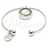 Aro Individual 07.106.0004.1 Rodio Laminado, Diseño de Elefante y Delfín, con Zirconia Cubica Blanca, Diamantado, Rodinado (Grosor 02 MM, Talla Unica)