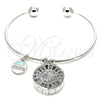 Aro Individual 07.106.0004.1 Rodio Laminado, Diseño de Elefante y Delfín, con Zirconia Cubica Blanca, Diamantado, Rodinado (Grosor 02 MM, Talla Unica)