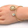 Aro Individual 07.106.0005 Oro Laminado, Diseño de Guadalupe y Delfín, con Blanca Zirconia Cubica, Diamantado, Tono Dorado (02 MM Thickness, One size fits all)